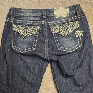 Miss Me Gold and Turquoise Floral Bootcut Jeans Size 30